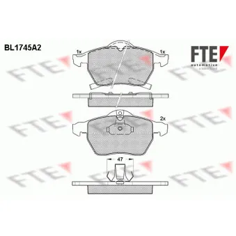 Jeu de 4 plaquettes de frein avant FTE BL1745A2
