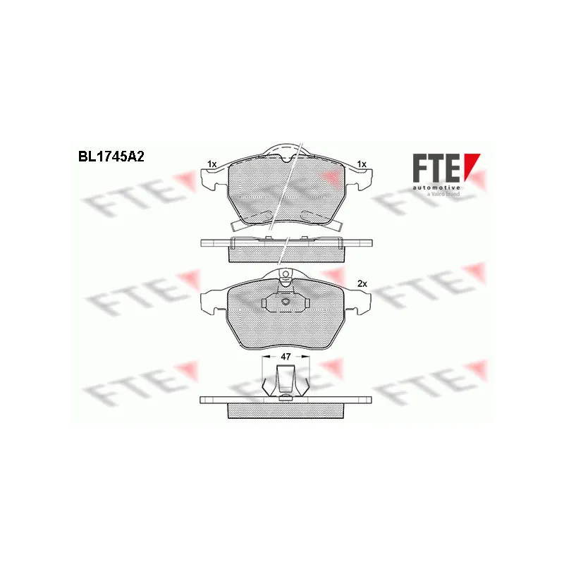 Jeu de 4 plaquettes de frein avant FTE BL1745A2