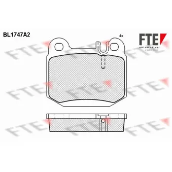 Jeu de 4 plaquettes de frein arrière FTE BL1747A2