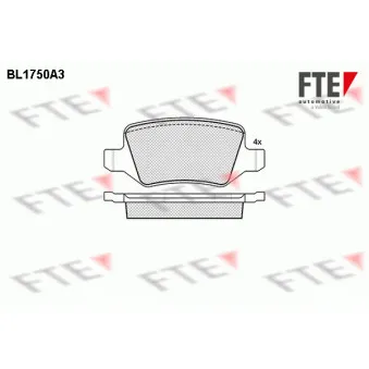 Jeu de 4 plaquettes de frein arrière FTE BL1750A3