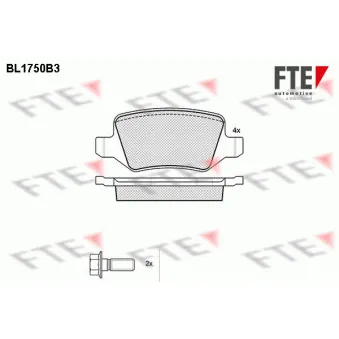 Jeu de 4 plaquettes de frein arrière FTE BL1750B3