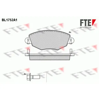 Jeu de 4 plaquettes de frein avant FTE BL1752A1