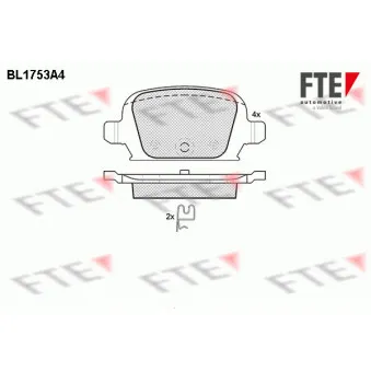Jeu de 4 plaquettes de frein arrière FTE BL1753A4