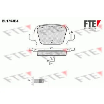 Jeu de 4 plaquettes de frein arrière FTE BL1753B4
