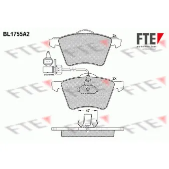 Jeu de 4 plaquettes de frein avant FTE BL1755A2
