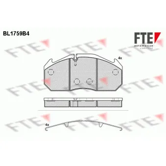 Jeu de 4 plaquettes de frein avant FTE BL1759B4