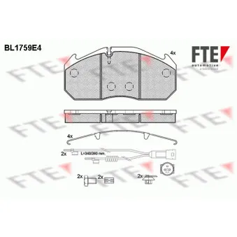 Jeu de 4 plaquettes de frein avant FTE BL1759E4