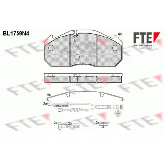Jeu de 4 plaquettes de frein avant FTE BL1759N4