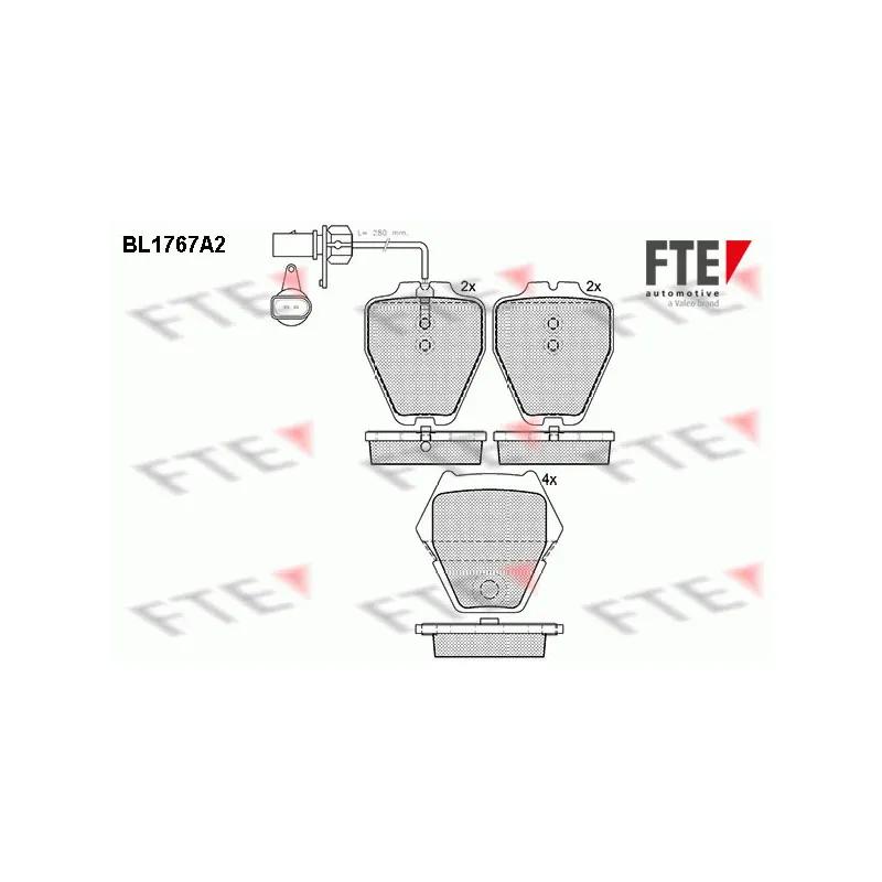 Jeu de 4 plaquettes de frein avant FTE BL1767A2