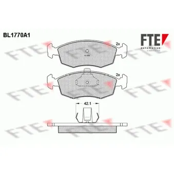 Jeu de 4 plaquettes de frein avant FTE BL1770A1
