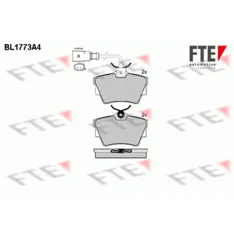 Jeu de 4 plaquettes de frein arrière FTE BL1773A4