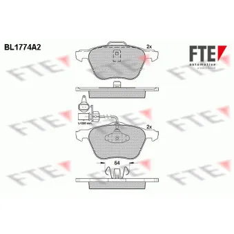 Jeu de 4 plaquettes de frein avant FTE BL1774A2