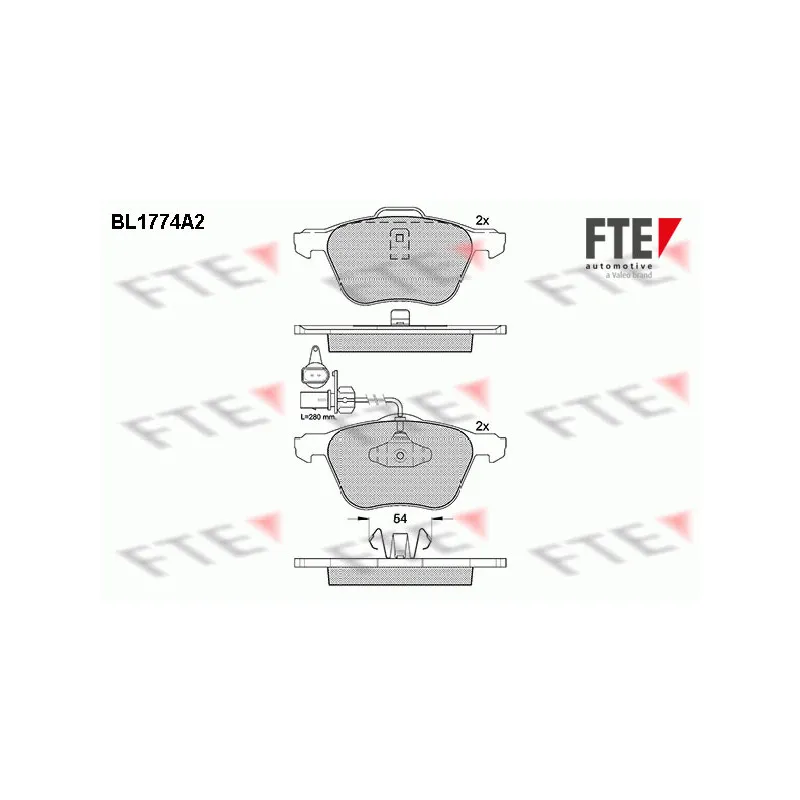 Jeu de 4 plaquettes de frein avant FTE BL1774A2