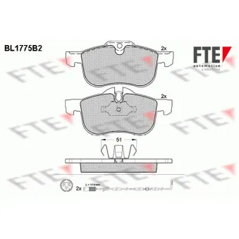 Jeu de 4 plaquettes de frein avant FTE