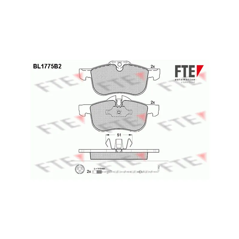 Jeu de 4 plaquettes de frein avant FTE BL1775B2