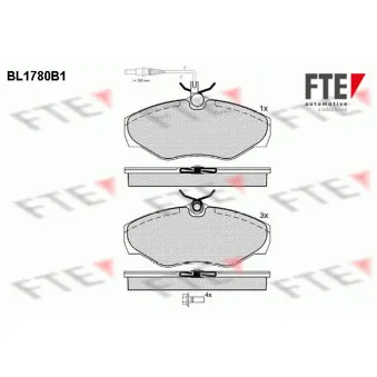 Jeu de 4 plaquettes de frein avant FTE BL1780B1