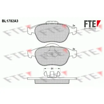 Jeu de 4 plaquettes de frein avant FTE BL1782A3