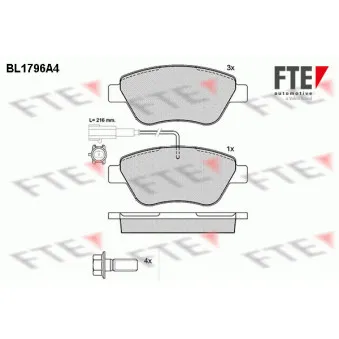 Jeu de 4 plaquettes de frein avant FTE BL1796A4