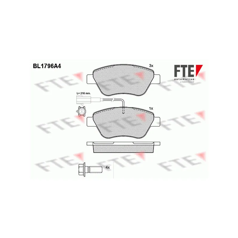 Jeu de 4 plaquettes de frein avant FTE BL1796A4