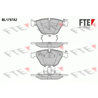 Jeu de 4 plaquettes de frein avant FTE BL1797A2