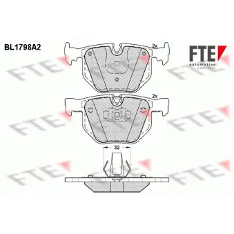 Jeu de 4 plaquettes de frein arrière FTE BL1798A2