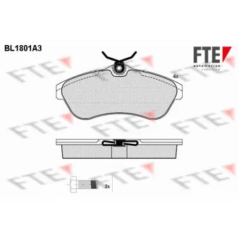 Jeu de 4 plaquettes de frein avant FTE BL1801A3