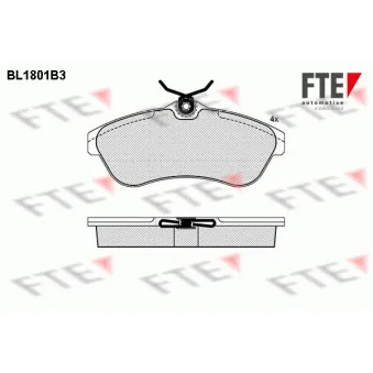 Jeu de 4 plaquettes de frein avant FTE BL1801B3