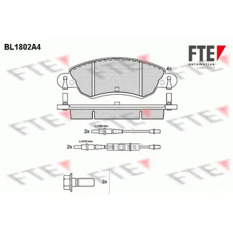 Jeu de 4 plaquettes de frein avant FTE BL1802A4