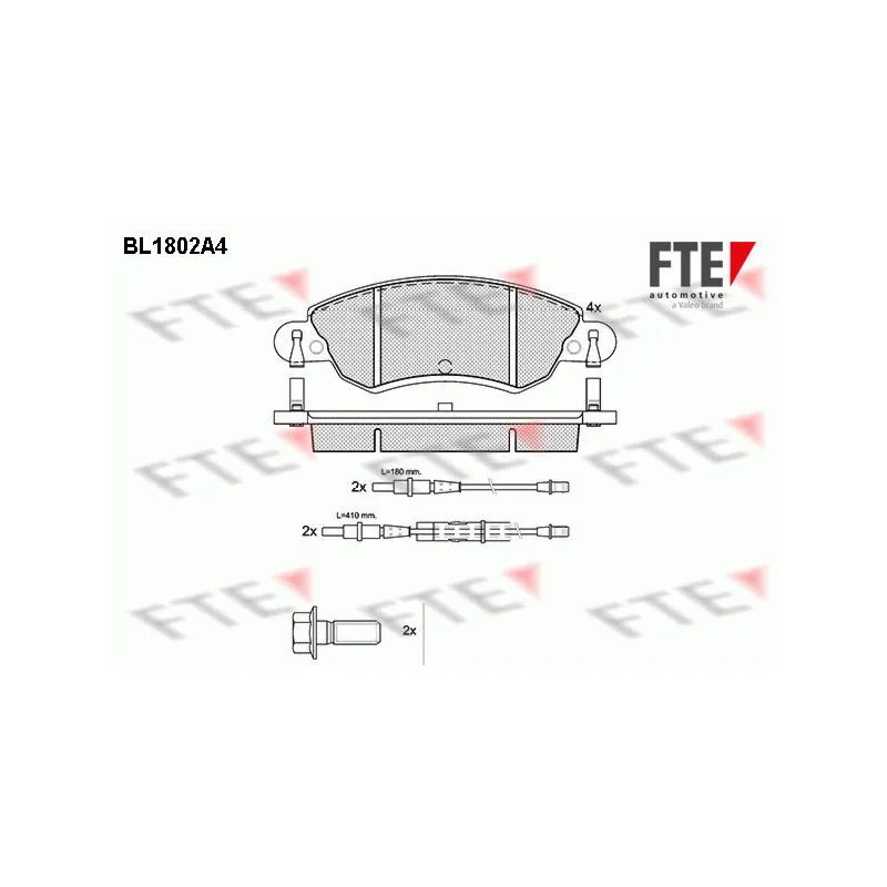 Jeu de 4 plaquettes de frein avant FTE BL1802A4