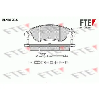Jeu de 4 plaquettes de frein avant FTE BL1802B4