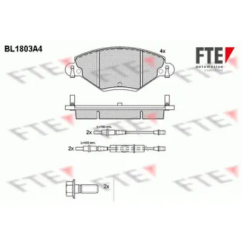 Jeu de 4 plaquettes de frein avant FTE BL1803A4
