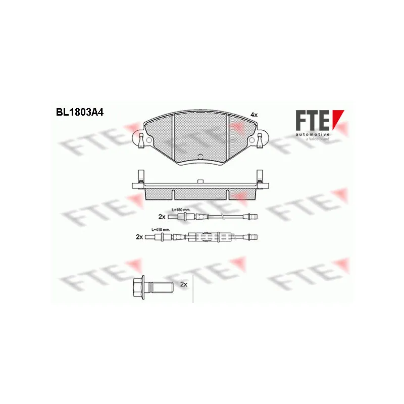 Jeu de 4 plaquettes de frein avant FTE BL1803A4