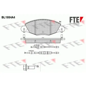 Jeu de 4 plaquettes de frein avant FTE BL1804A4