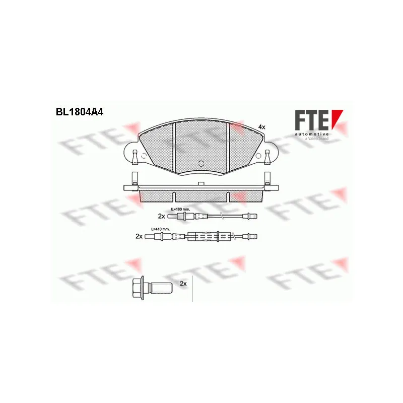 Jeu de 4 plaquettes de frein avant FTE BL1804A4