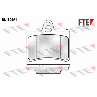 Jeu de 4 plaquettes de frein arrière FTE BL1805A1