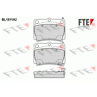 Jeu de 4 plaquettes de frein arrière FTE BL1811A2
