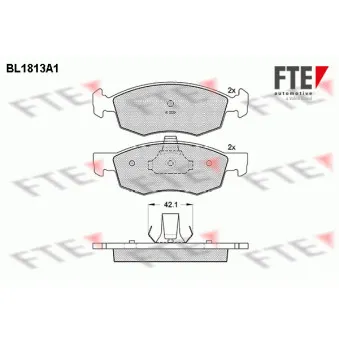 Jeu de 4 plaquettes de frein avant FTE BL1813A1