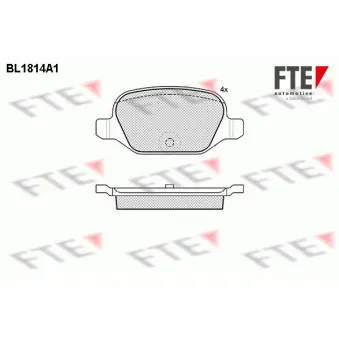 Jeu de 4 plaquettes de frein arrière FTE BL1814A1