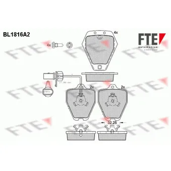 Jeu de 4 plaquettes de frein avant FTE BL1816A2