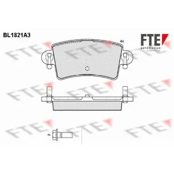 Jeu de 4 plaquettes de frein arrière FTE BL1821A3
