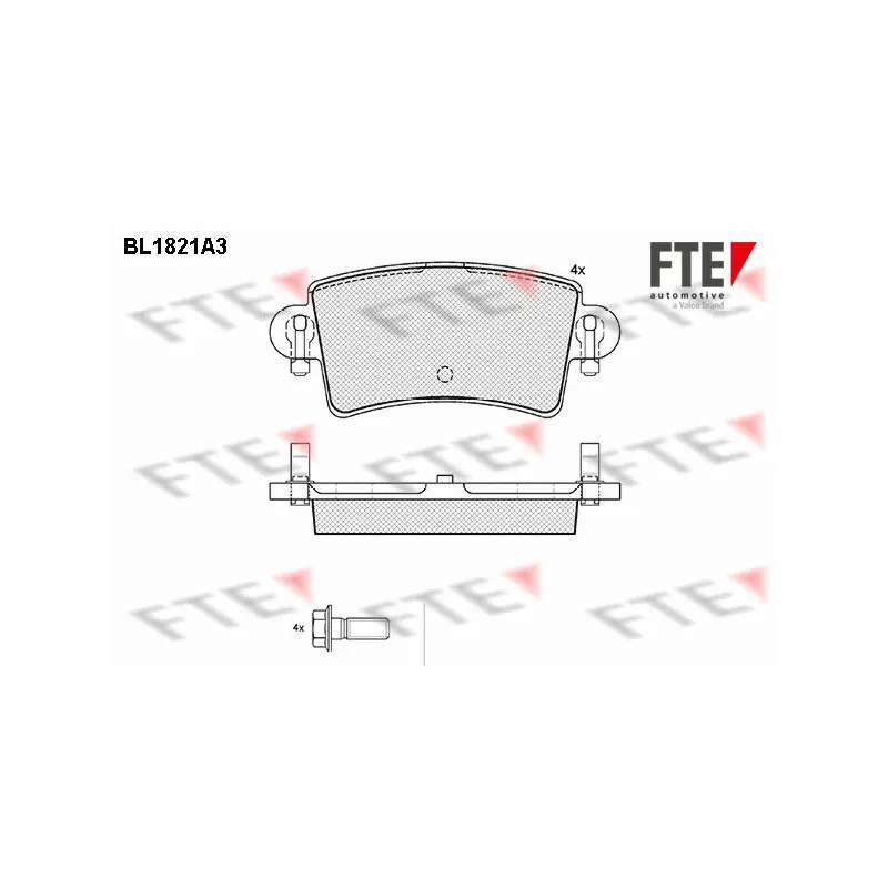 Jeu de 4 plaquettes de frein arrière FTE BL1821A3