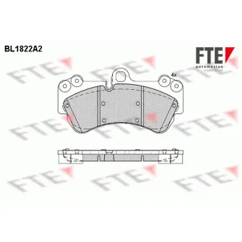 Jeu de 4 plaquettes de frein avant FTE BL1822A2