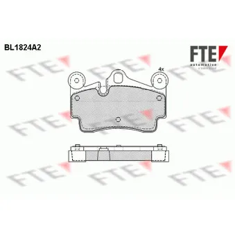 Jeu de 4 plaquettes de frein arrière FTE BL1824A2