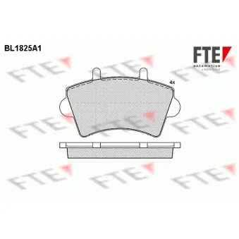 Jeu de 4 plaquettes de frein avant FTE BL1825A1