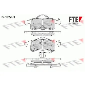 Jeu de 4 plaquettes de frein arrière FTE BL1827U1