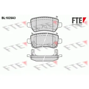 Jeu de 4 plaquettes de frein arrière FTE BL1828A3