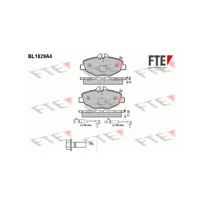 Jeu de 4 plaquettes de frein avant FTE BL1829A4