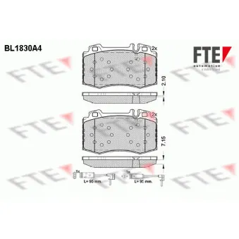Jeu de 4 plaquettes de frein avant FTE BL1830A4