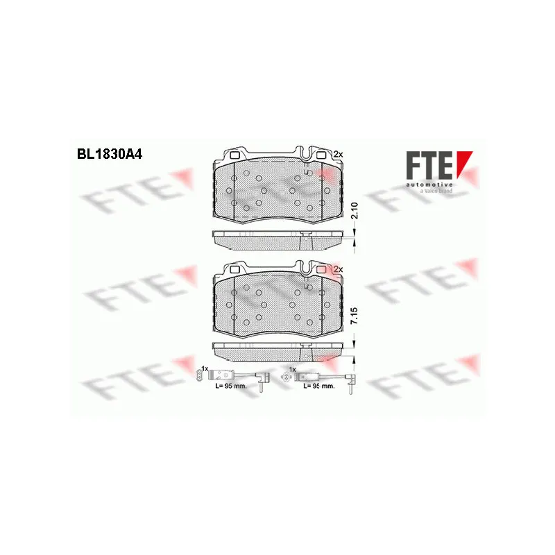 Jeu de 4 plaquettes de frein avant FTE BL1830A4
