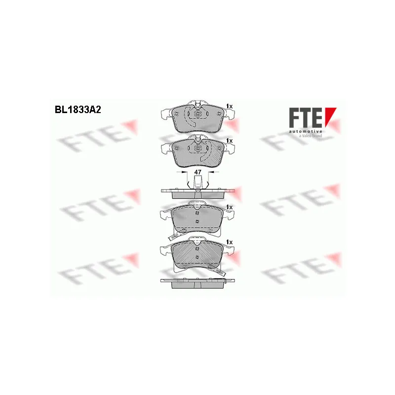 Jeu de 4 plaquettes de frein avant FTE BL1833A2
